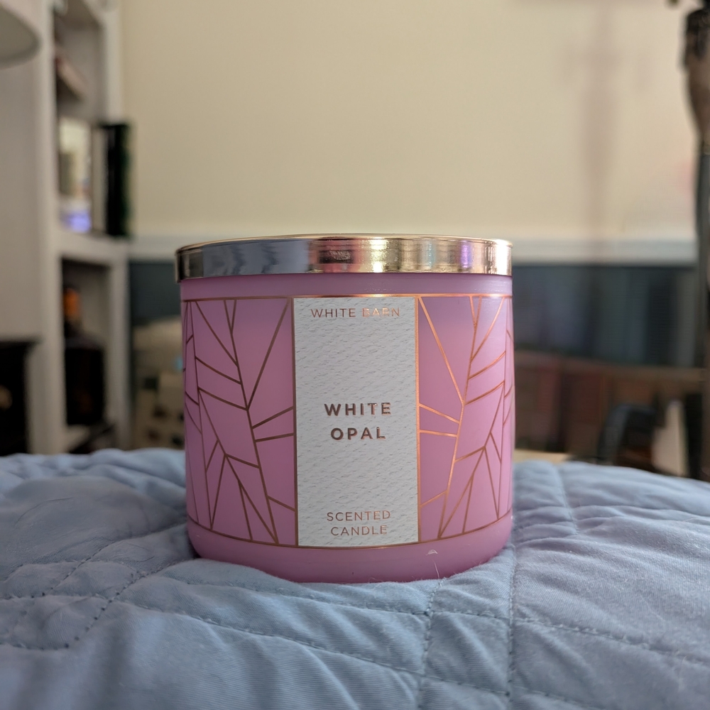 White Barn Pink Candle with Gold Accents